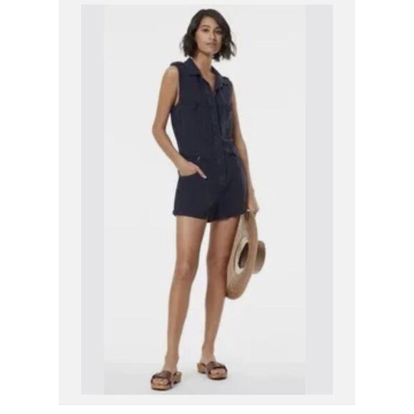 Young Fabulous & Broke Hudson Romper YFB Women Sz Large Linen Rayon Jumper - Picture 1 of 12